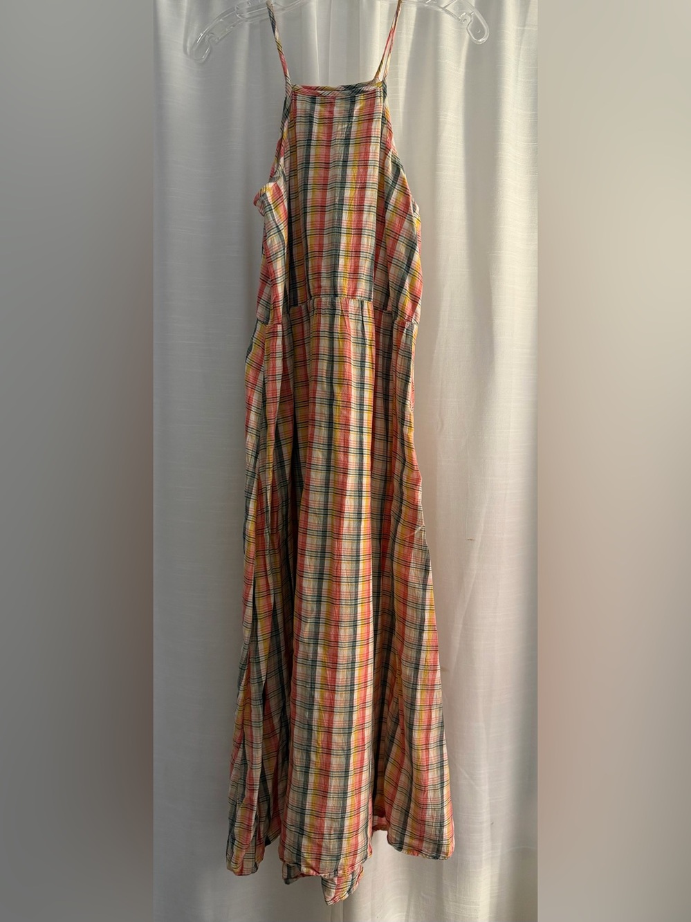 GAP Multi-Color Plaid Midi Aprob Dress with Spaghetti Straps- Size XS